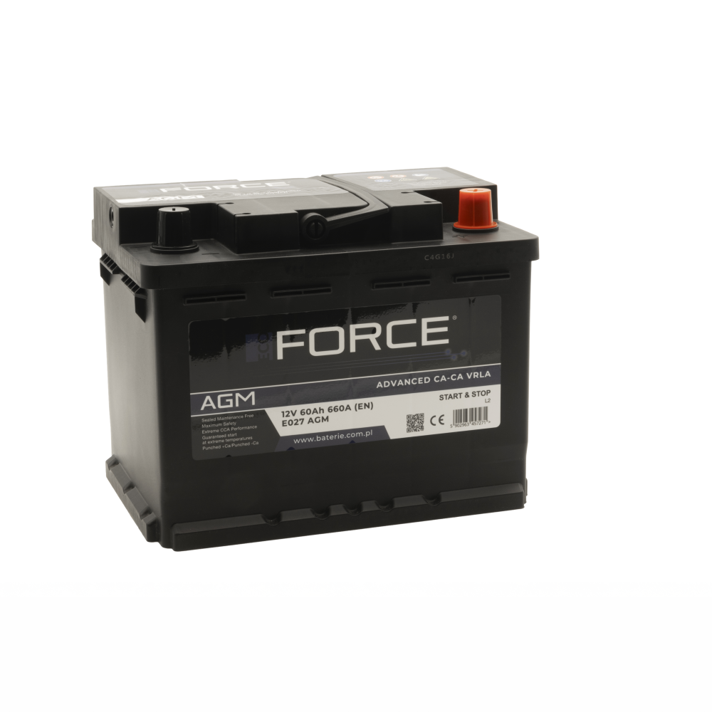 Paadiaku Eco Force AGM E027 12V 60Ah 660A EN Start-Stop Paadiaku Eco Force AGM E027 12V 60Ah 660A EN Start-Stop