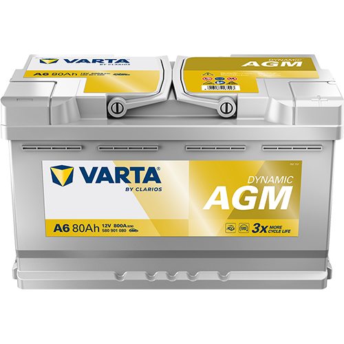 Paadi Starteri aku VARTA A6 58001 Dynamic AGM 80Ah