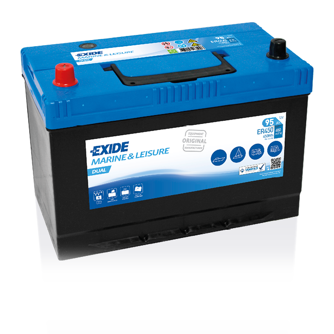 Paadi starteri ja marine tarbeaku EXIDE Dual ER450 95Ah Paadi starteri ja marine tarbeaku EXIDE Dual ER450 95Ah