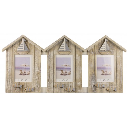 PHOTO FRAME - BEACH HUTS, WOOD
