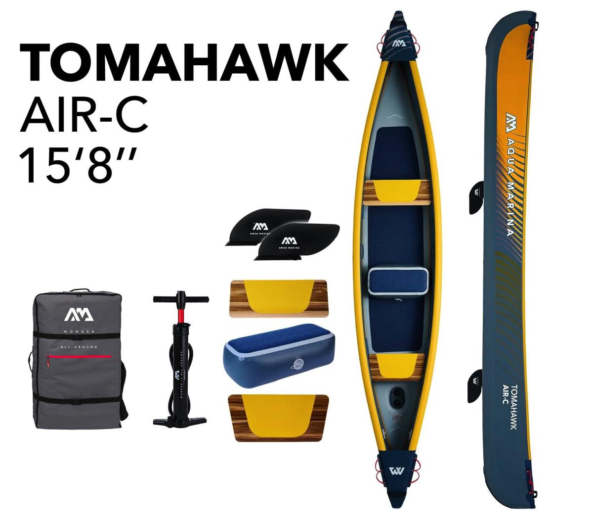 AQUA MARINA TOMAHAWK 3-KOHALINE TÄISPUHUTAV KAJAK, 478 x 88 cm, AIR-C (2025)